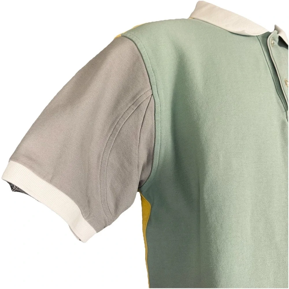 Orvis Color Block Men Medium Classic Polo Shirt‎ Short Sleeve Logo  Green Yellow